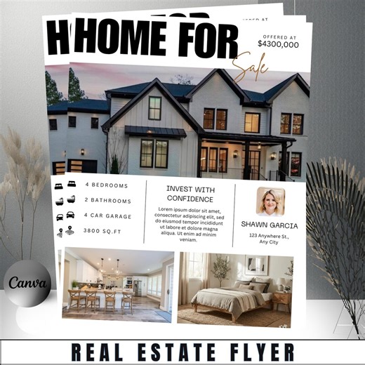 Real Estate Flyer Template Canva Editable, Realtor Marketing Flyer, Open House Social Media Post, Real Estate Agent Promotion - Etsy