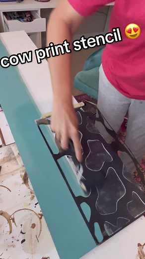 cow print REUSABLE stencil makes it way faster #stencilartist #SvgFilesForCricut #paintedbymandy #smallbusinessbigdreams #cricutcrafts | Painted by Mandy