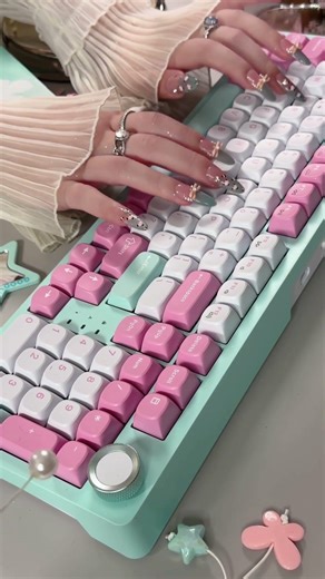 Keychron J3SE Wireless Custom Mechanical Keyboard | Tiffany Blue x Pink | Relaxing typing ASMR