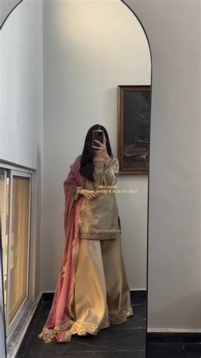 ♥️ 11:11 Sale live ♥️ ♥️ Sale: Up to 30% off on Most Demanding Articles. ✅ 100% original product can check on video call. Premium quality 3 piece Masterpiece ♥️ Size customization available ♥️ Last few articles are left on most discounted price ❤️ Don't miss the opportunity to get this stunning gold and pink 3-piece set, adorned with intricate dabka and resham handwork. Each delicate detail is meticulously crafted, enhancing the richness of the ensemble. The sharara features a graceful lace bord