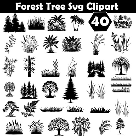 Tree Svg, Tree Png Bundle, Evergreen Tree Svg, Tree Clipart, Pine Tree Clipart, Forest Tree Svg, Tree Silhouette - Etsy