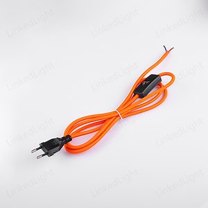 [Hot Item] VDE Power Cord Plug with Switch and Orange Fabric Textile Wire