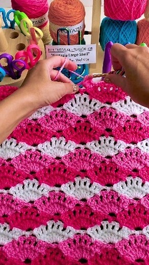 Naztazia on Instagram: "This crochet large shell stitch is a 4 row stitch pattern that looks nice for blankets, shawls, and other items. You can make this in one color or multiple colors for a neat effect. #crochet #knittinginspiration #artistsoninstagram #shell #colors #yarnaddict #wool #tutorial #diy #howto #embroidery #naztazia #reels"