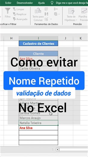 🛑Excel Bloqueia Nomes Repetidos Automaticamente - Validação de Dados