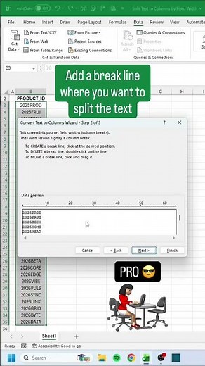 Split Text to Columns by Fixed Width 🖖 #excel