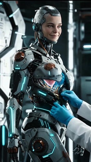 A stunning look inside a futuristic robotics lab where a humanoid robot girl undergoes technical adjustments by a scientist. Subtle servo movements, glowing circuits, and hyper-realistic mechanical details bring the entire scene to life in cinematic 4K animation. A perfect blend of human-like design and advanced machine engineering. #HumanoidRobot #AIFuture #RobotGirl #SciFiLab #Cinematic4K #TechAnimation #FuturisticScene #RoboticsEngineering #AIMachine #futureworldchangers | Humanoid Robot