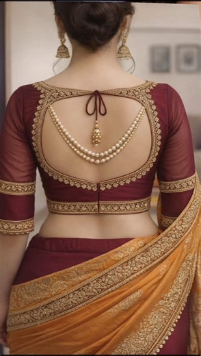 trending & stylish latest blouse back neck design #trending #blouse #viral #fashion