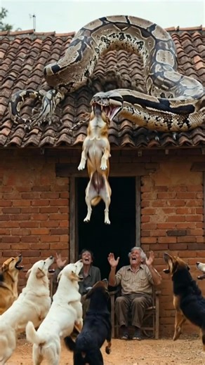 A Giant Python Struck From the Rooftop —The Farm Turned Into Chaos 😱🐍 #shorts #subscribe #shortvideo