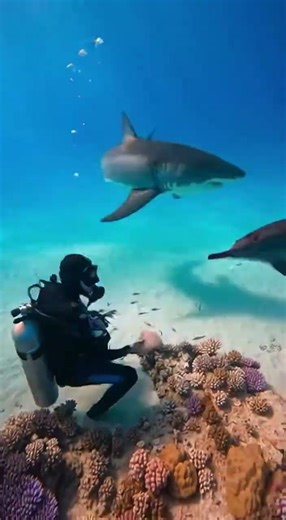 Diver has his LIFE SAVED from Tiger Shark by a brave Dolphin ❤️