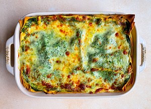 Spinach lasagna is a classic, but don’t hesitate to take full advantage of the season’s other hearty greens—a mixture of spinach, kale, chard, dandelion, and mustard greens will add texture and depth of flavor. Recipe here: https://f52.co/34ZfcII | Food52