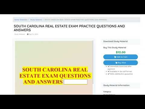 SOUTH CAROLINA REAL ESTATE EXAM PRACTICE QUESTIONS AND ANSWERS
