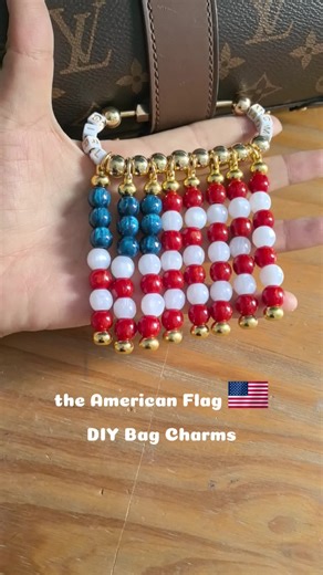 DIY Beaded American Flag Bag Charm