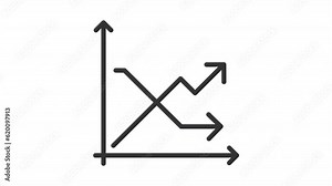 Financial analysis icons animation. Animated line growth and decrease diagrams. Financial report. Business results. Loop HD video with alpha channel, transparent background. Outline motion graphic