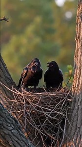 Two Crows Team Up to Strengthen the Nest 🐦‍⬛🪹#shorts #nature