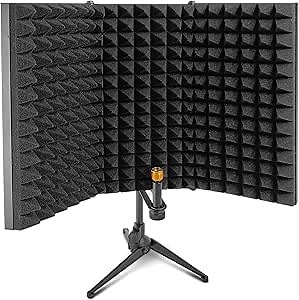 iDance Foldable Absorbent Microphone Isolation Shield, 3 Microphone Isolator Panels, Studio Recording Mic Vocal Isolation Shield, Foldable Sound Shield, Sound Isolator Panels for Recording