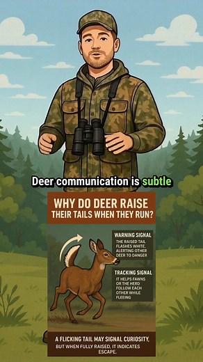 114K views · 1.6K reactions | 歷 Ever seen a deer flash its tail before sprinting away? That “white flag” isn’t random — it’s a built-in alarm system. When raised, it warns other deer of danger and helps them stick together while fleeing. A simple flick means curiosity. A full raise? Total panic.  Know the difference next time you’re in the stand. #DeerBehavior #WhitetailWisdom #HuntingTips #deerhunting #hunting | Hunter's Wholesale | Facebook