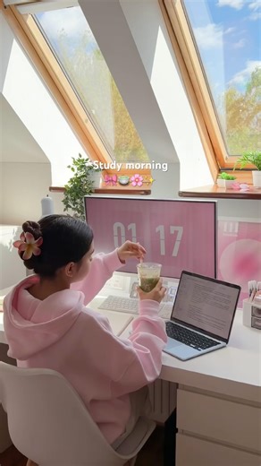 Study morning routine🎀🍵 #study #studymotivation #studywithme #productivity #aesthetic #studying