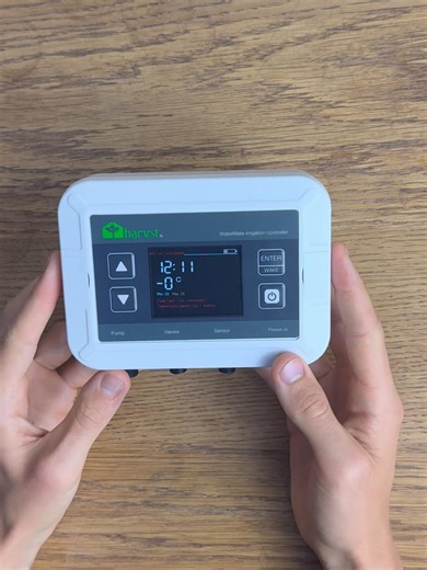 We launching our new V12 harvst irrigation controller. With a screen and button controls!