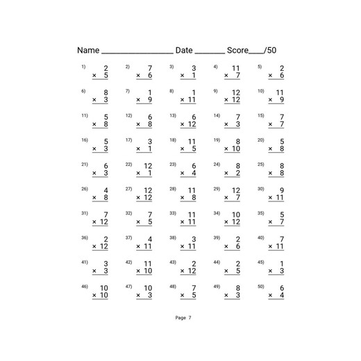 Multiplication Practice Sheets 3rd Grade Printable Times Tables Drill 0-12 Math Fact Fluency Homeschool Worksheet PDF Answer Key - Etsy UK