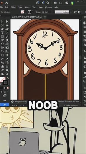 Jr vs Sr vs Ai artist: clock #memes #illustratortips #illustratortutorial #shorts #memes