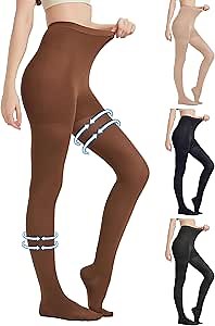 Extra Wide Compression Tights for Women 20-30 mmHg - Opaque Graduated Support Compression Stockings with Closed Toe for Lymphedema, Diabetic, Swelling, Arthritis - Brown, 3X-Large