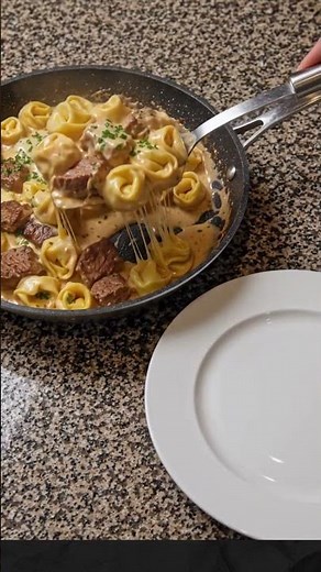 Creamy Provolone Garlic Butter Steak and Tortellini