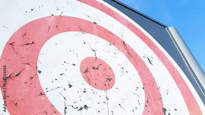 Target practice. Round target. Training marks on the target.