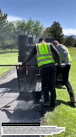 Asphalt Crack Sealing Process Using a Specialized Applicator Machine.