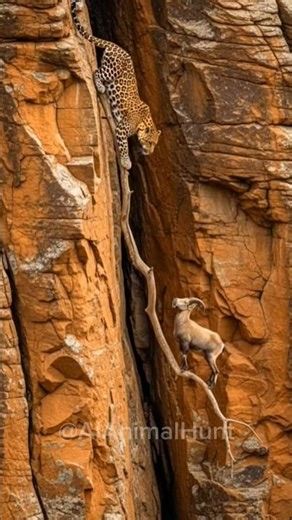 Leopard Hunts Mountain Goat on Cliff | Real Wild Chase