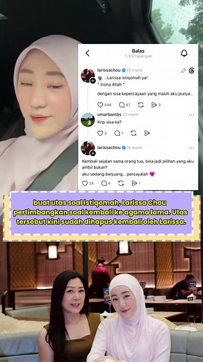 Larissa Chou sebelum berhijab: cerita iman, istikomah, dan kemungkinan kembali agama lama