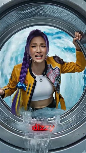 RUMI's washing machine contains an ocean?! 🌊 #kpopdemonhunters #cute #funny