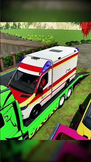 TRANSPORTING AND PARKING POLICE CARS, AUDI, JEEP, DACIA, FORD, COLORFUL VEHICLES ON MAN TRUCKS. FS22