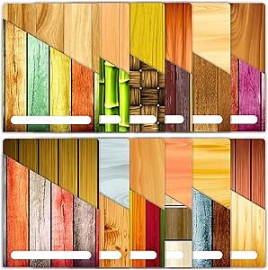 PARTH IMPEX 12 Pack Vertical Slash Pocket File Folders, A4 Letter Size Paper Holders (9” x 12”) Half Pocket Project Filing Jacket for Office School Work - Colored Wood Pattern