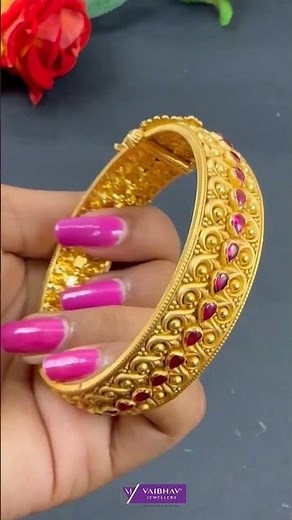 22Kt Antique Gold Broad Bangles For Wedding | Latest Designer Gold Bangles for Women