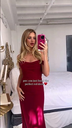 Perfect Red Chiffon Prom Dress ❤️ Amoris T705 Off Shoulder Gown | Elegant Formal Dress