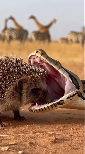 Little Hedgehog Perfect Defense Makes The Greedy Python Back Off Instantly