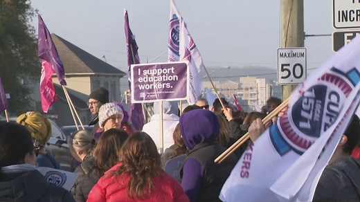 CUPE members picket outside Ontario education minister’s office