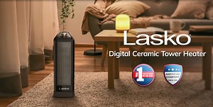 Lasko 16" 1500W Electric Oscillating 2-Speed Ceramic Tower Space Heater, Black, CT16450 - Walmart.com