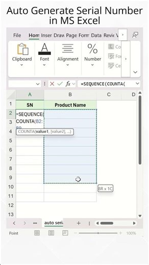 Generate Auto Serial Number in Excel #excel