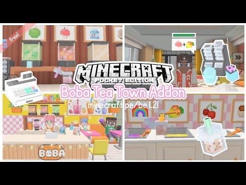 ᥫ᭡ Minecraft PE/BE ˚⊹ how to download Boba Tea Town Addon/Map! 🧋🥐🎀
