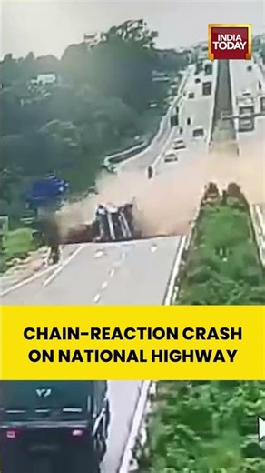 MUST WATCH: Horrific Highway Crash Caught on CCTV | Lorry Jumps Median on NH-648 #roadaccident