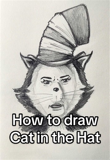 How to draw Cat in the Hat! Who should I draw next?? #art #catinthehat #drawing #horror #tutorial how to draw cat in the hat horror art drawing tutorial