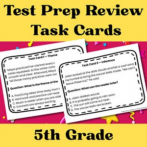 Reading Comprehension Skills Test Prep Review Task Cards 5th Grade No Prep