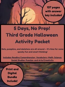BUNDLE Spooktacular Scholars: Halloween Learning Packet (Grade 3)