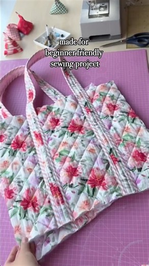 EASY QUILTED TOTE BAG🎀✂️sew this and wear everyday #totebag #sewing
