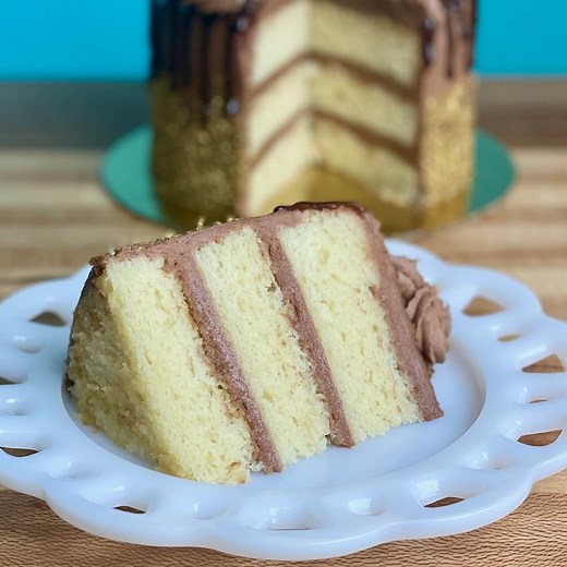 Moist Golden Chocolate Cake (Yellow Cake with Chocolate Frosting)