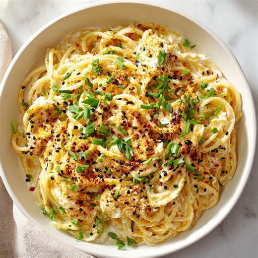 Who said pasta is only for dinner? 🍝✨ This 4-ingredient creamy Breakfast Pasta with Everything Bagel seasoning is shaking up mornings everywhere! 🌞🥢 Ingredients: 8 oz spaghetti or short pasta of choice 1/2 cup cream cheese (softened) 1/4 cup milk (or reserved pasta cooking water) 2 tbsp everything bagel seasoning Optional: fresh chives or scallions, chopped, for garnish Directions: Cook pasta according to package directions until al dente. Reserve 1/4 cup of pasta water before draining. In th