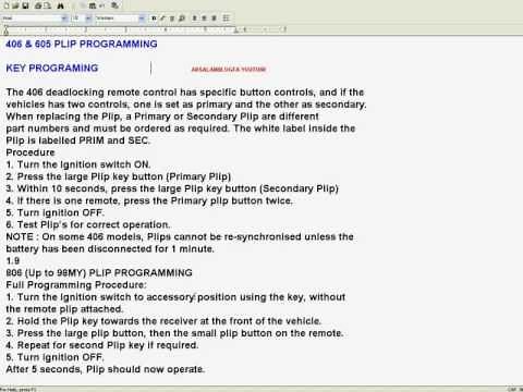 PEUGEOT 406 & 605 PLIP PROGRAMMING -CAR KEY PROGRAMING