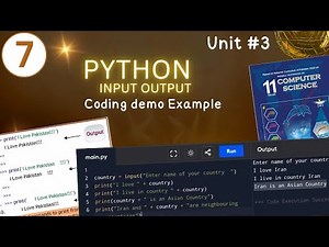 Lecture#7 | Unit#3 | Python I/O Input Output with Coding Examples | NBF | CS 11 | ICS1 | FBISE #nbf
