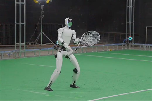Super agile humanoid robot seen playing tennis with humans in uncanny video